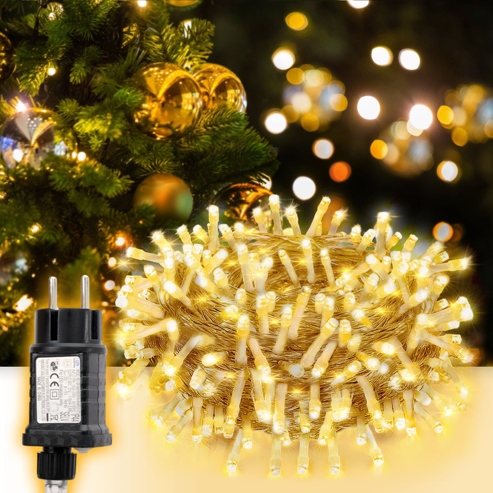 SALCAR LED Lichterkette mit 5m/10m/15m/20m Länge – 50–300 LEDs, Fernbedienung, 8 Modi, Timer & IP44 Wasserdicht, für Weihnachtsdeko, Party, Hochzeit, Garten – Warmweiß