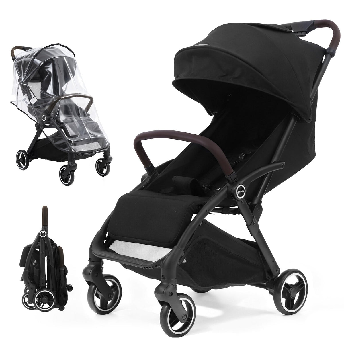 Sekey BW732 Reise-Kinderwagen – Ultraleicht & Einhand-klappbar | 3-fach verstellbare Rückenlehne, 4-Rad-Federung, Regenschutz, 5-Punkt-Gurt, Handgepäckgeeignet
