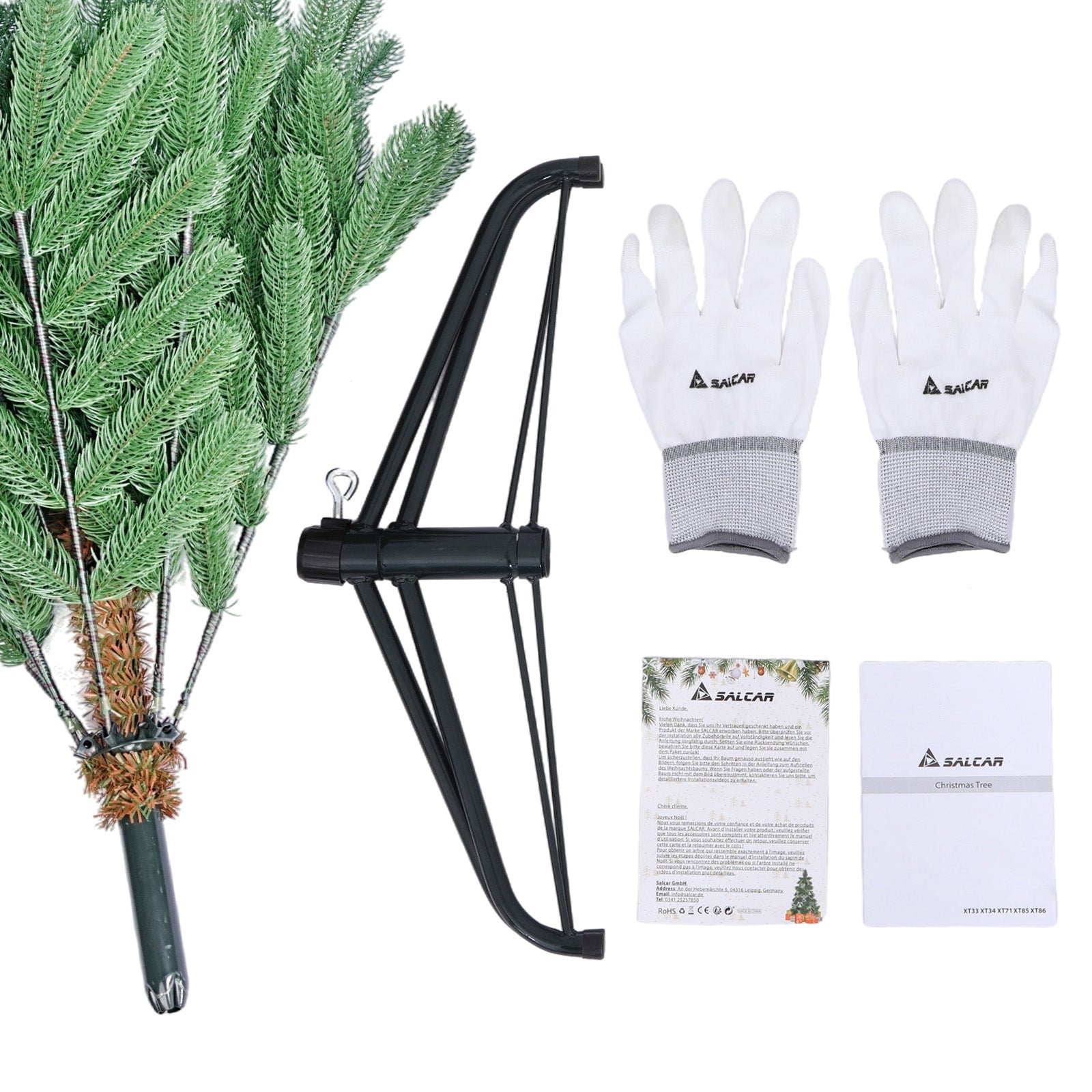 Salcar Künstlicher Weihnachtsbaum aus 100 % PE – Realistische Tannenzweige, dichter Look & stabiler Metallständer – 150 / 180 / 210 cm
