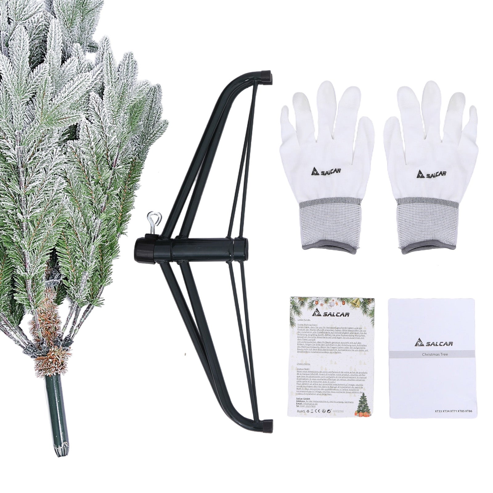 SALCAR Künstlicher Weihnachtsbaum mit Schnee – Realistischer Tannenbaum aus PE & PVC, naturgetreu, schwer entflammbar, stabiler Metallständer, einfacher Aufbau, wiederverwendbar