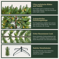 Salcar Schmaler Kunst-Weihnachtsbaum 180 cm – Realistischer Pencil Christbaum mit warmweißen LEDs, grüner Tannenbaum aus PE & PVC Salcar