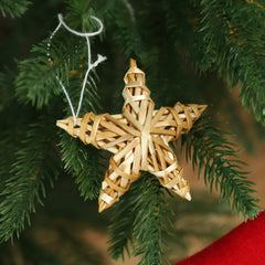 Salcar 12er Set Strohsterne zum Hängen – Handgefertigte natürliche Fünfzackige Sterne aus Stroh, nachhaltiger Christbaumschmuck für Weihnachtsbaum & Adventsdeko