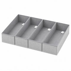 Sekey Schubladen Organizer 2er Set – Faltbare Aufbewahrungsboxen aus Vliesstoff für Kleidung, Unterwäsche & Accessoires, 22 x 51 x 11 cm, Hellgrau Leinenoptik