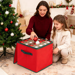 Salcar Aufbewahrungsbox für Weihnachtskugeln – 64 Fächer, stabile Kartontrenner, faltbare Aufbewahrungskiste für Christbaumschmuck & Weihnachtsdeko
