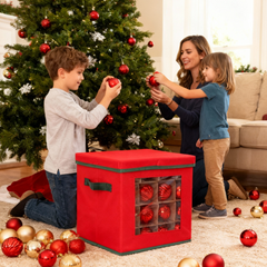 Salcar Aufbewahrungsbox für 64 Weihnachtskugeln – Faltbare Weihnachtsdeko-Box 30,5 cm mit Fächern & flexiblen Trennwänden, Transparentes Sichtfenster