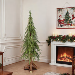 Salcar artificial Christmas tree with real wooden trunk – 100% PE, soft green – 90 cm / 120 cm, lifelike &amp; easy to care for