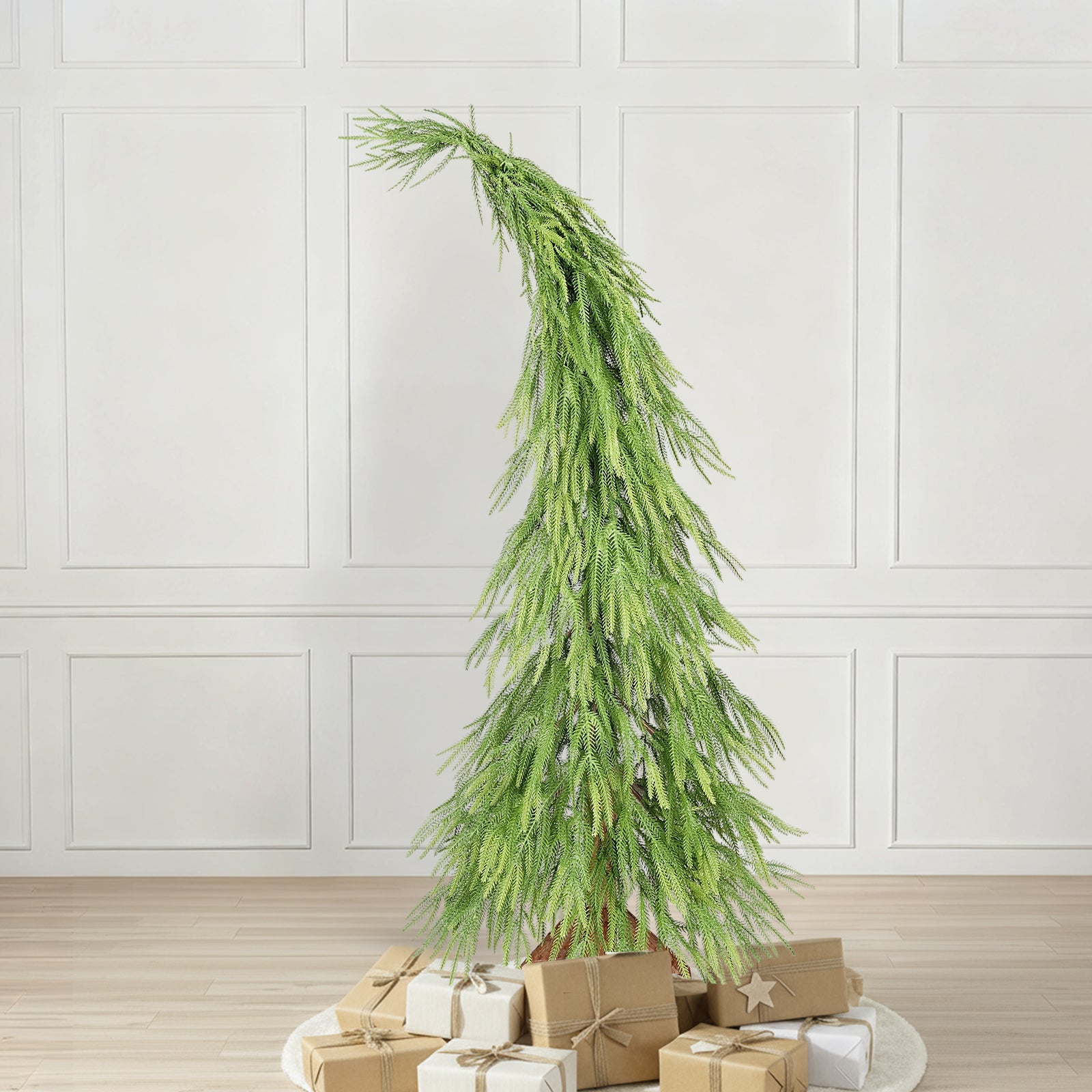 Salcar Künstlicher Weihnachtsbaum mit Holzständer – 100 % PE, zartgrün – sekeymall