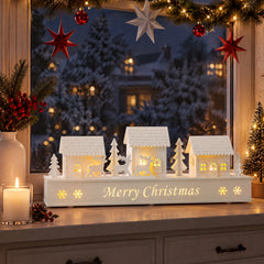 Salcar LED Weihnachtsdorf Schwibbogen – 43 cm, 8 LEDs, Batteriebetrieben, Fensterdeko Weihnachten