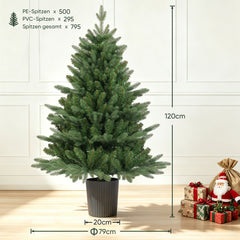 Salcar Künstlicher Weihnachtsbaum Nordmanntanne – PE & PVC, kleiner Christbaum mit dekorativem Topf, 60/90/120 cm