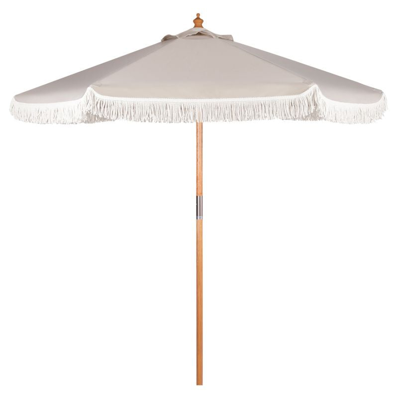 Sekey 220 cm wooden parasol with fringes, sun protection UV50+