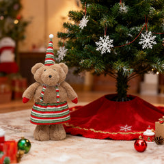 Salcar Weihnachtsfigur Plüsch-Bär 55–70 cm – Stehende Weihnachtsdeko mit verstellbaren Teleskopbeinen, Weicher Plüschbär für Kamin, Fensterbank & Wohnzimmer