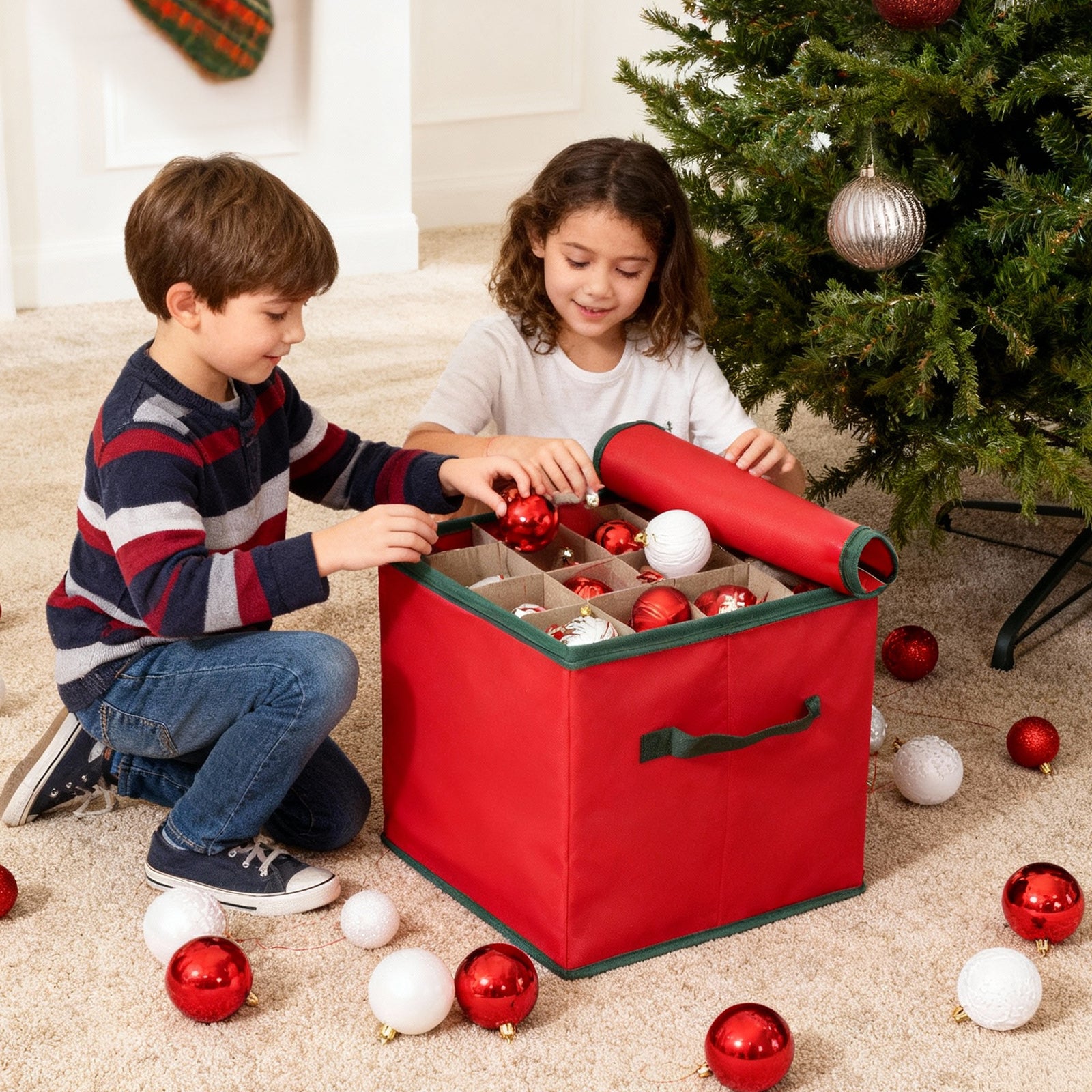 Salcar Aufbewahrungsbox für Weihnachtskugeln – 64 Fächer, stabile Kart – sekeymall