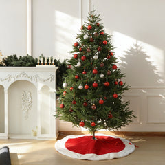 Salcar Baumteppich Weihnachten rund, Weihnachtsbaumdecke rot weiß, Plüsch Weihnachtsbaum Röcke