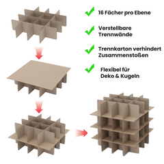Salcar Aufbewahrungsbox für 64 Weihnachtskugeln – Faltbare Weihnachtsdeko-Box 30,5 cm mit Fächern & flexiblen Trennwänden, Transparentes Sichtfenster
