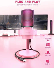 Fifine USB Kondensator Mikrofon mit Stummschalttaste, Popfilter und Kopfhörerbuchse Sekey