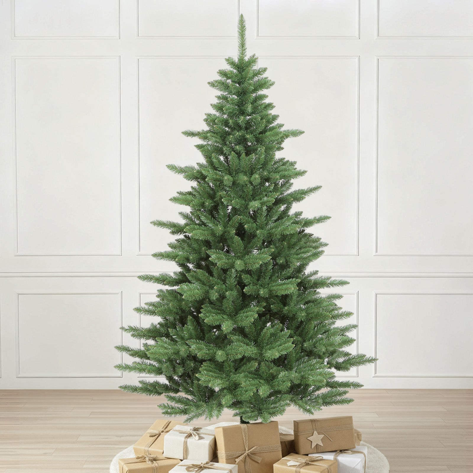 SALCAR Künstlicher Weihnachtsbaum aus 100% PVC – Naturgetreuer Tannenbaum mit dichtem Nadelkleid, stabilem Standfuß & Handschuhen – Wiederverwendbar, Sicher & Umweltfreundlich