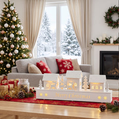 Salcar LED Weihnachtsdorf Schwibbogen – 43 cm, 8 LEDs, Batteriebetrieben, Fensterdeko Weihnachten