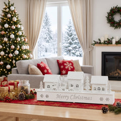Salcar LED Weihnachtsdorf Schwibbogen – 43 cm, 8 LEDs, Batteriebetrieben, Fensterdeko Weihnachten