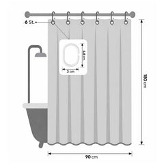 Sekey Duschvorhang, Grau, Wasserabweisender Badvorhang in Leinenoptik, 100 % Polyester, mit Beschwerungsband & 8 Duschvorhangringen, Waschbar bei 30 °C