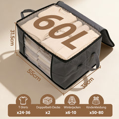 Salcar Unterbett-Aufbewahrungsboxen – 60L & 90L Set für Kleidung, Bettwäsche und saisonale Textilien, Staub- und Feuchtigkeitsschutz