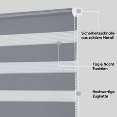Sekey Doppelrollo ohne Bohren oder mit Bohren, Grau