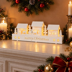Salcar LED Weihnachtsdorf Schwibbogen – 43 cm, 8 LEDs, Batteriebetrieben, Fensterdeko Weihnachten