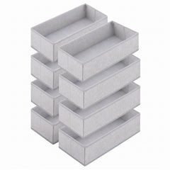 Sekey Schubladen Organizer 2er Set – Faltbare Aufbewahrungsboxen aus Vliesstoff für Kleidung, Unterwäsche & Accessoires, 22 x 51 x 11 cm, Hellgrau Leinenoptik