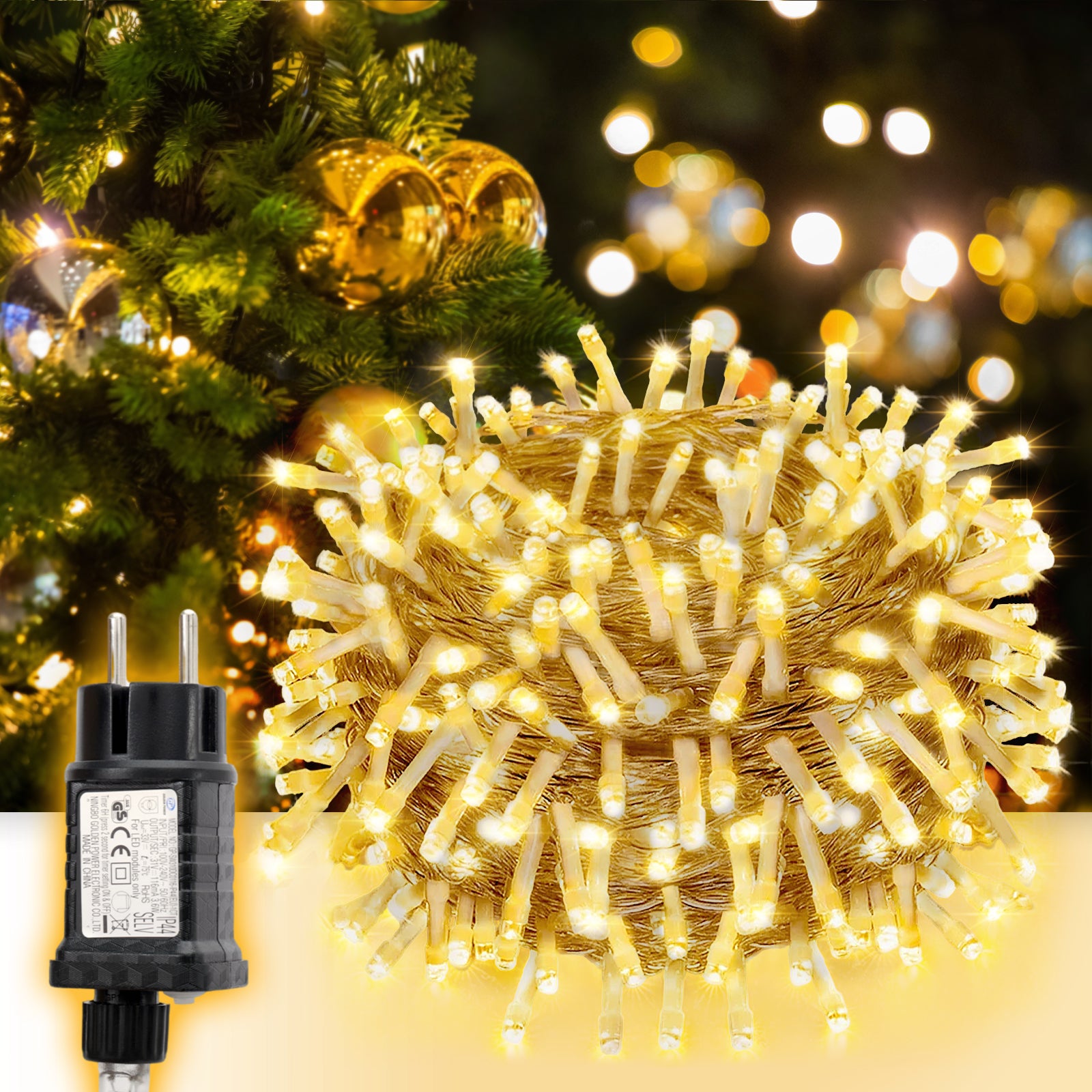 SALCAR LED Lichterkette mit 5m/10m/15m/20m Länge – 50–300 LEDs, Fernbedienung, 8 Modi, Timer & IP44 Wasserdicht, für Weihnachtsdeko, Party, Hochzeit, Garten – Warmweiß