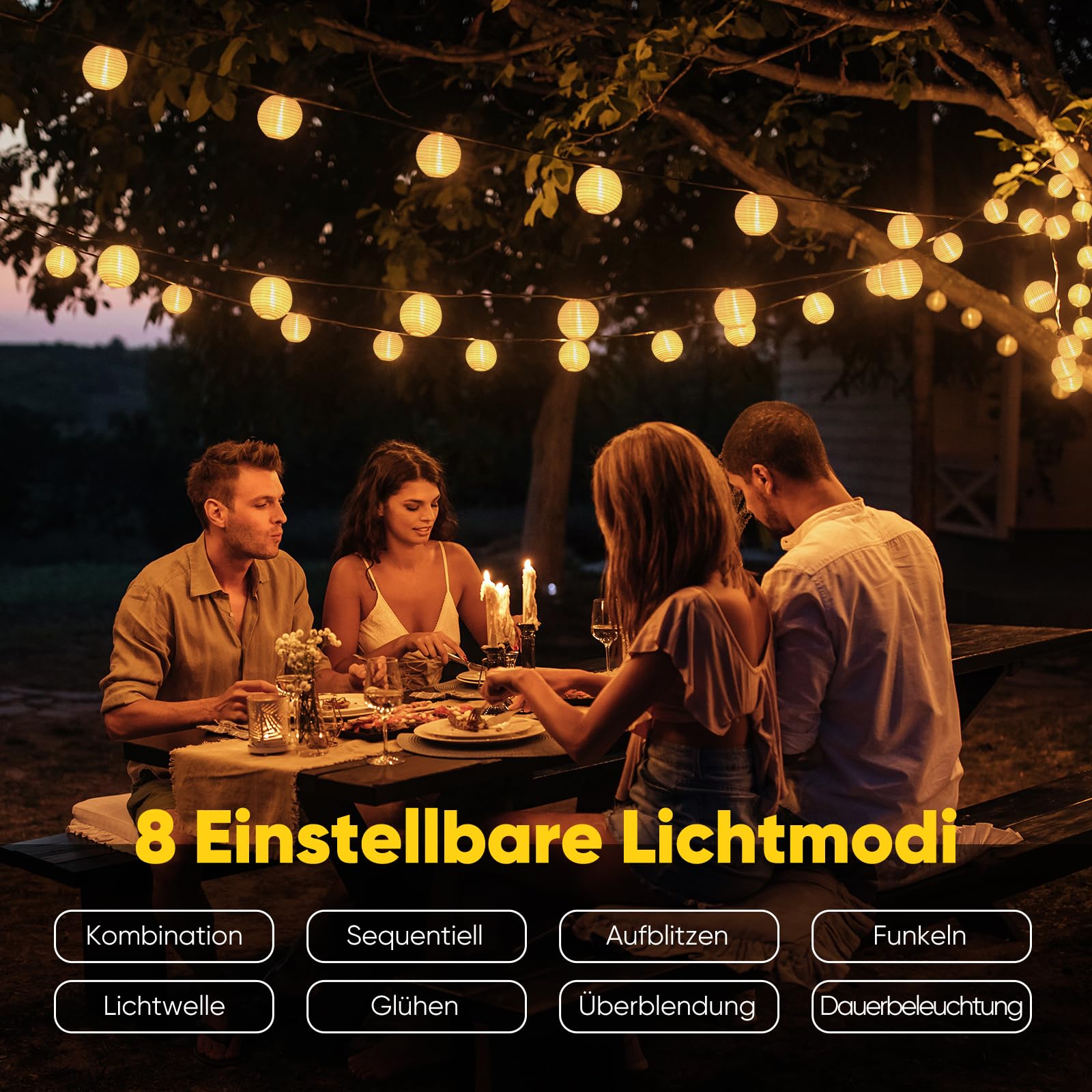 Lampions Lichterkette Batterie – 1,5 M Mit 10 Warmweißen LEDs, Wetterfest, Flexibel Einsetzbar Für Balkon, Garten, Camping & Mehr Lampion Lichterkette