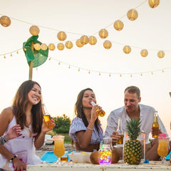 Salcar LED Lichterkette Außen mit Lampions – Warmweiß, Wetterfest, Timer & 8 Modi, Strombetrieben für Garten, Terrasse, Balkon & Hof