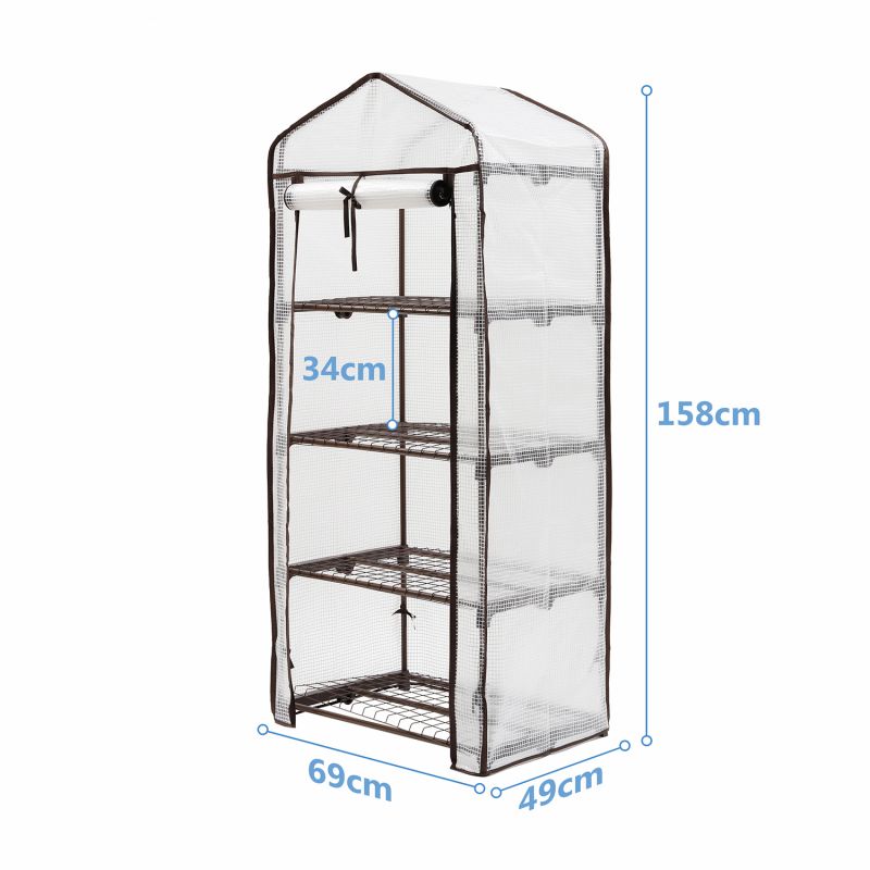 Sekey Gewächshaus mit 4 Anzuchtregalen, 69 cm x 49 cm x 158 cm