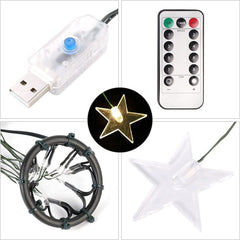 Salcar 2 m LED Christmas Tree String Lights, with 10 Strands, 200 LEDs, with Remote Control, USB Powered