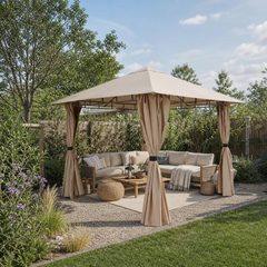 Sekey Garten Pavillon 3x3 m Wasserdicht Stabil Partyzelt, Gartenzelt mit 4 Seitenteile Reißverschluss, 180g/㎡ Polyester