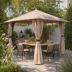 Sekey Garten Pavillon 3x3 m Wasserdicht Stabil Partyzelt, Gartenzelt mit 4 Seitenteile Reißverschluss, 180g/㎡ Polyester