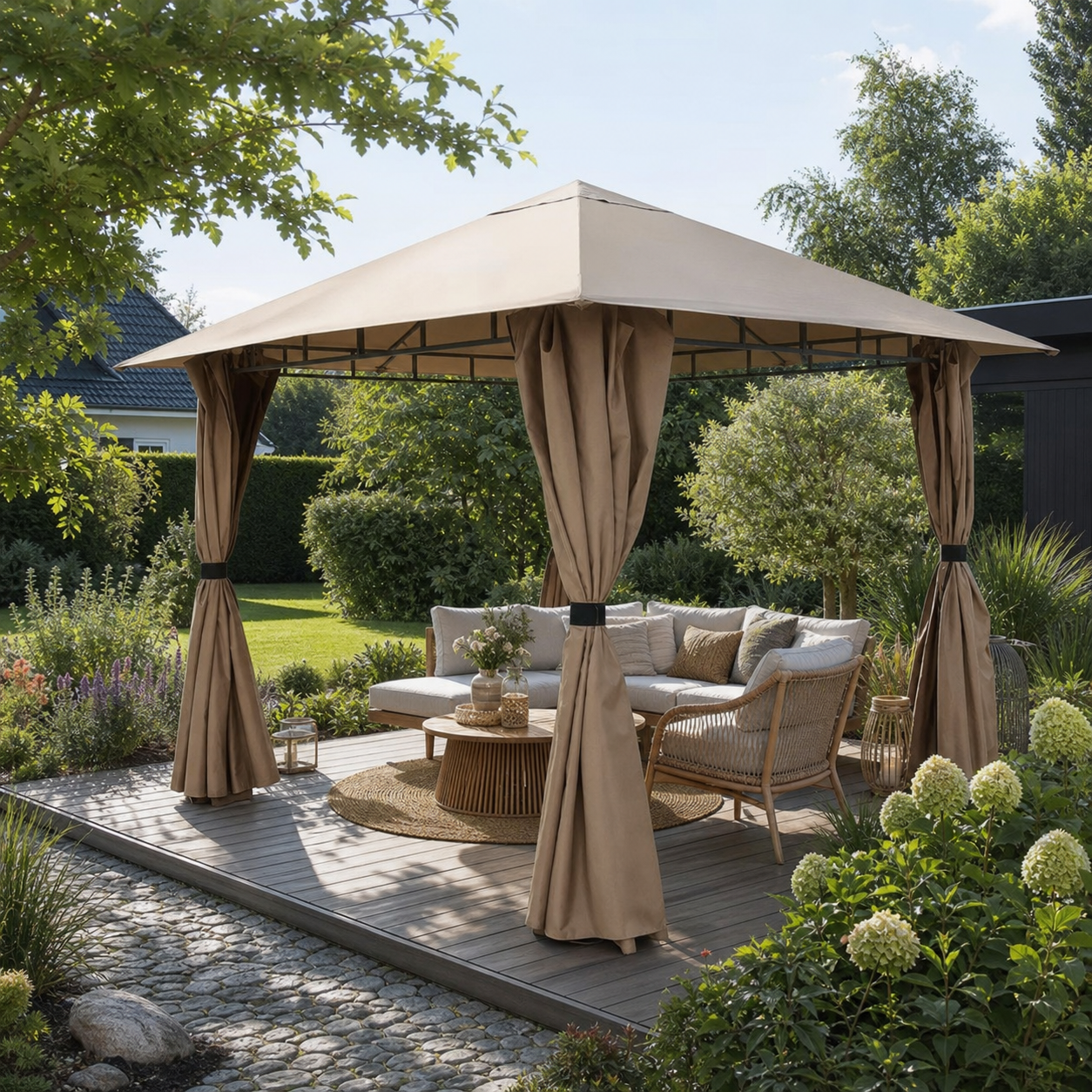 gazebo garden tent Sekey Robust with pitched roof, insect protection & easy assembly – sekeymall Eindrücke aus Hamelns Fußgängerzone Yankum Ropes Gewürz:Pfeffer or BBQ shelter for