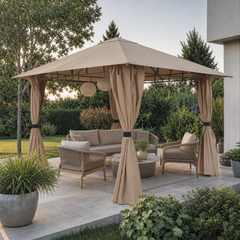 Sekey Garten Pavillon 3x3 m Wasserdicht Stabil Partyzelt, Gartenzelt mit 4 Seitenteile Reißverschluss, 180g/㎡ Polyester