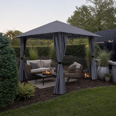Sekey Garten Pavillon 3x3 m Wasserdicht Stabil Partyzelt, Gartenzelt mit 4 Seitenteile Reißverschluss, 180g/㎡ Polyester