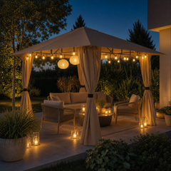 Sekey Garten Pavillon 3x3 m Wasserdicht Stabil Partyzelt, Gartenzelt mit 4 Seitenteile Reißverschluss, 180g/㎡ Polyester
