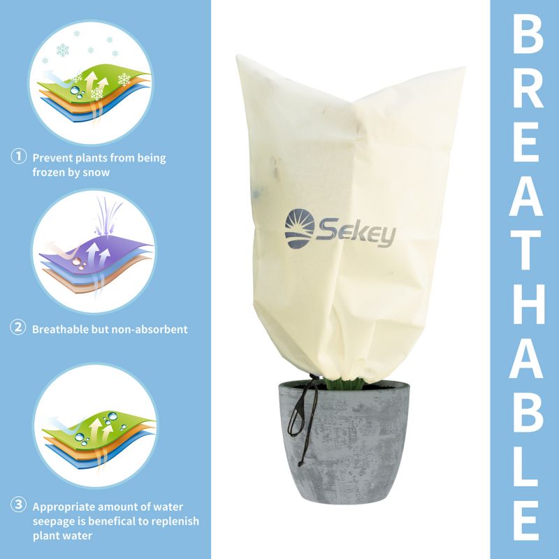 Sekey winter protection pot plant bag made of 80 g/m² nonwoven fabric, beige