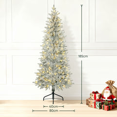 Salcar Halb-Weihnachtsbaum mit LED & Schnee 180/210 cm – Künstlicher Christbaum aus 100 % PE