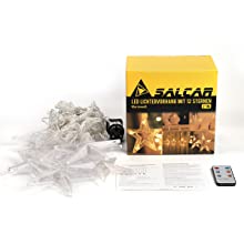 Salcar 2 x 1 m LED Lichtervorhang mit Fernbedienung, 12 Sternen, 108 LEDs, 31V GS-zertifizierte Stromversorgung