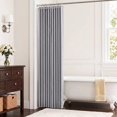 Sekey Grau Duschvorhang 180 × 200 cm, Textil Badewannenvorhang mit Waffelstruktur, Wasserabweisend & Waschbar, 100 % Polyester, mit Beschwerungsband & 12 Edelstahlringen