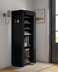 Sekey 9-Tier Shoe Cabinet – Multifunctional Shoe Rack with Dust Protection, Available in 2 Sizes (58 or 85 cm Width), Adjustable Shelves, Easy Assembly, Black