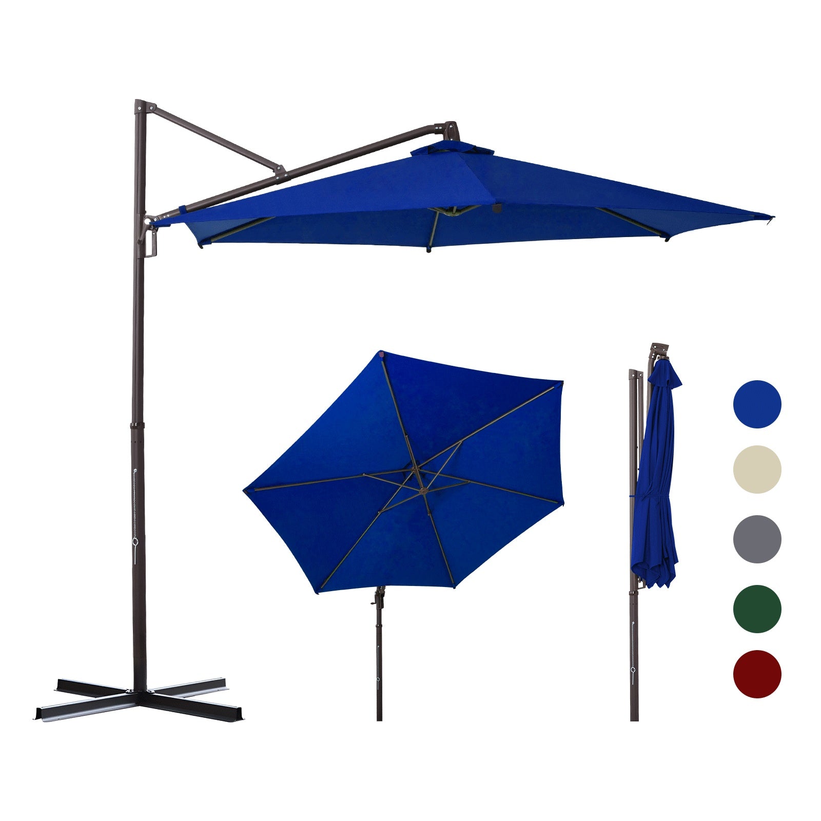 Sekey Ampelschirm 300 cm – Aluminium Sonnenschirm mit 360° Drehung, Neigefunktion, UV50+ Schutz