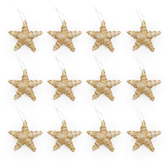 Salcar 12er Set Strohsterne zum Hängen – Handgefertigte natürliche Fünfzackige Sterne aus Stroh, nachhaltiger Christbaumschmuck für Weihnachtsbaum & Adventsdeko