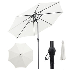 Sekey 300 cm Aluminum Round Garden Parasol, Market Umbrella, Foldable, with Crank