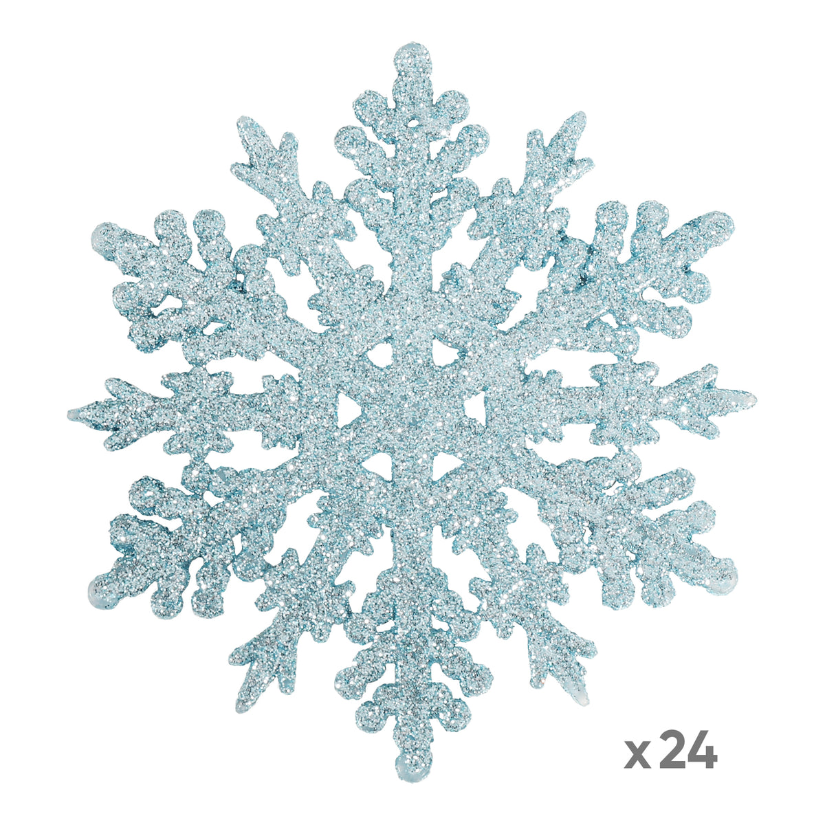 SALCAR 24 Stück Schneeflocken Weihnachtsdeko Blau – Glitter Schneeflocken Anhänger Ø10cm, Wiederverwendbarer Weihnachtsbaumschmuck für Winter & Festtage
