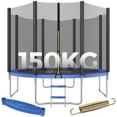Sekey Trampolin Ø 305 cm für den Garten – TÜV/GS-zertifiziertes Outdoor Trampolin mit Sicherheitsnetz, W-Beinen & Leiter – bis 150 kg belastbar, wetterfest & kindersicher