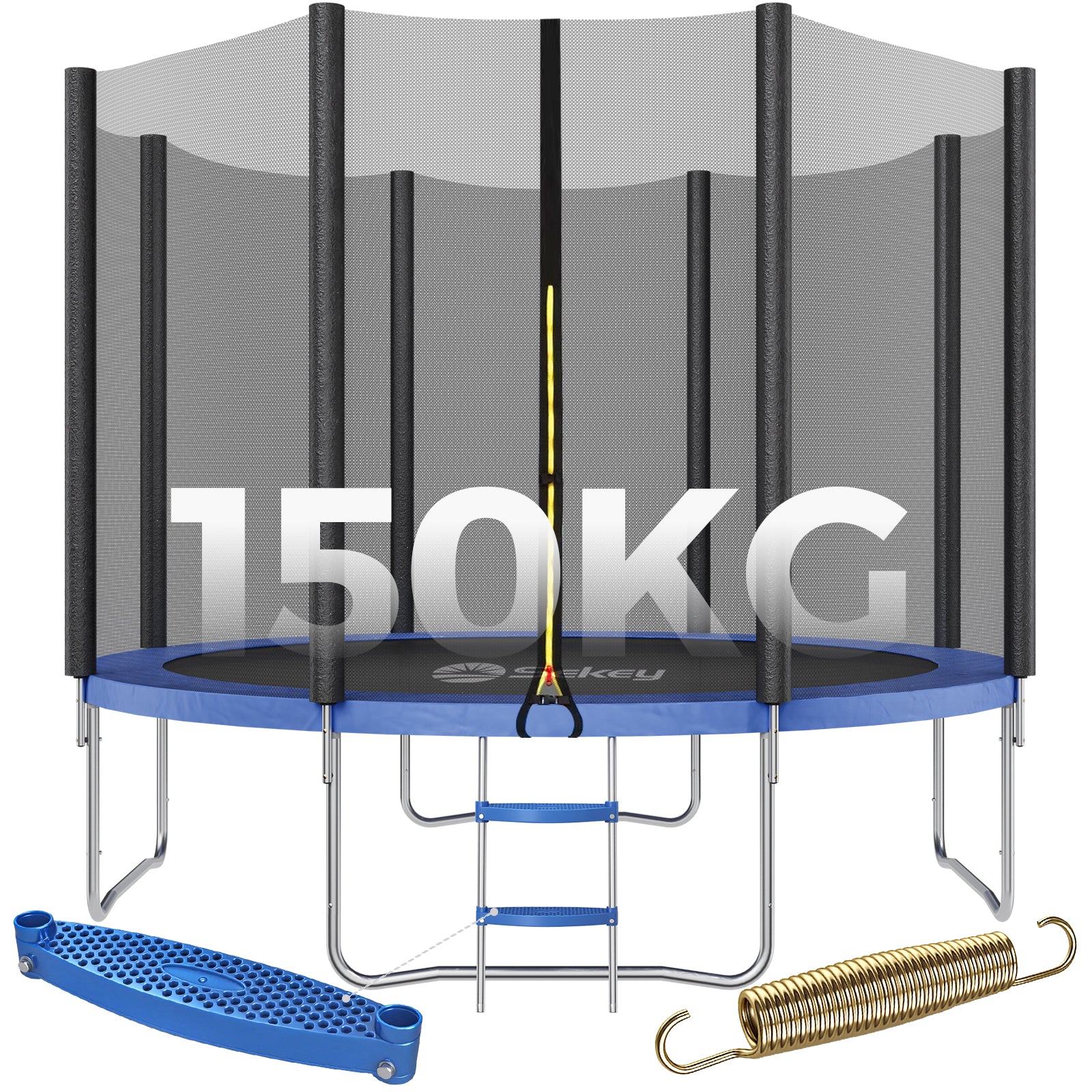 Sekey Trampolin Ø 366 cm für Garten – TÜV/GS-zertifiziertes Outdoor Trampolin mit Sicherheitsnetz, W-Beinen & Leiter – wetterfest & kindersicher, bis 150 kg belastbar