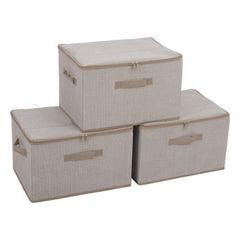 Sekey Aufbewahrungsboxen 3er Set mit Deckel | Stoffboxen 40 × 30 × 25 cm – formstabil, faltbar & vielseitig einsetzbar